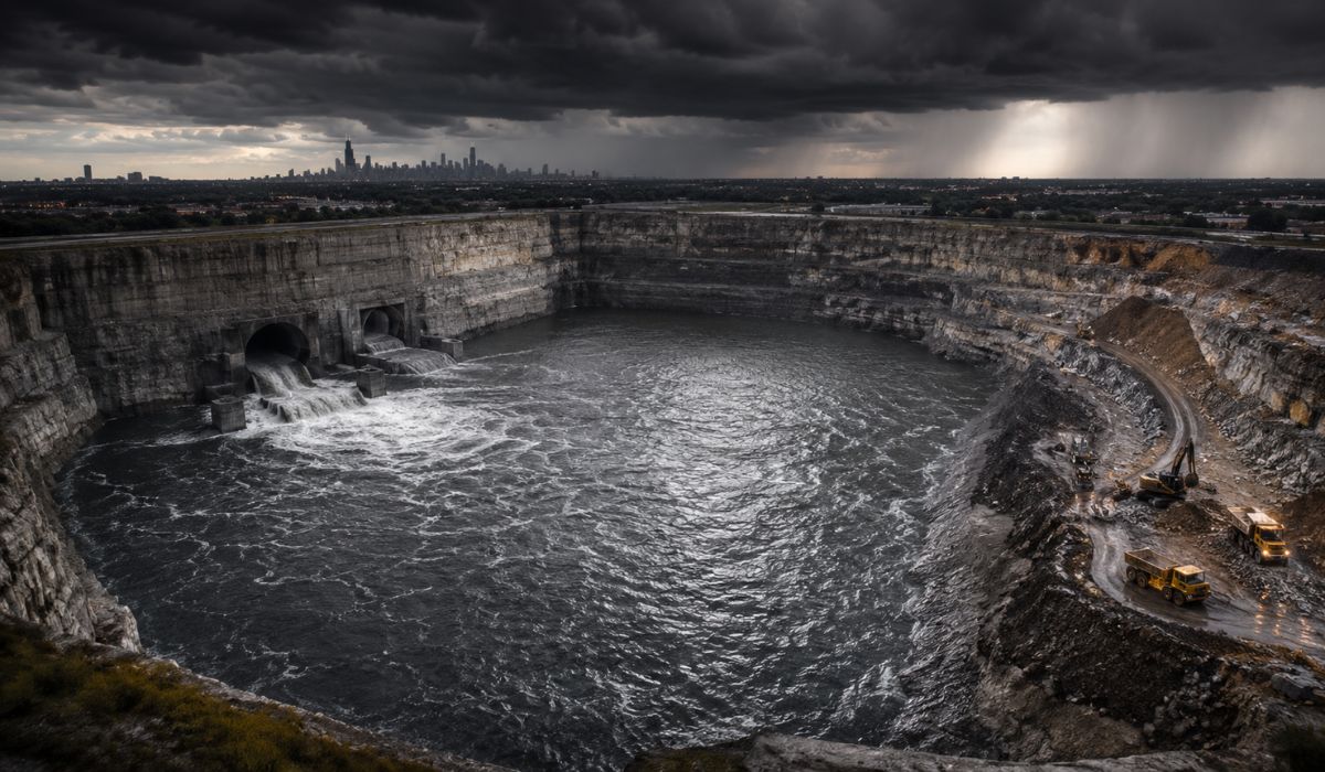 Chicago transforma uma pedreira em reservatório subterrâneo de 13 bilhões de litros e prepara expansão para quase 38 bilhões. (Imagem: Ilustrativa)