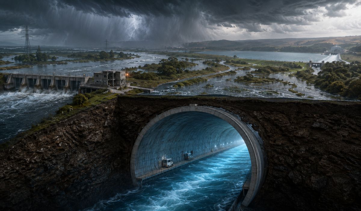 Califórnia planeja túnel de 72 km para captar água de tempestades, enfrentar secas e reforçar o abastecimento de 27 milhões de pessoas. (Imagem: Ilustrativa)