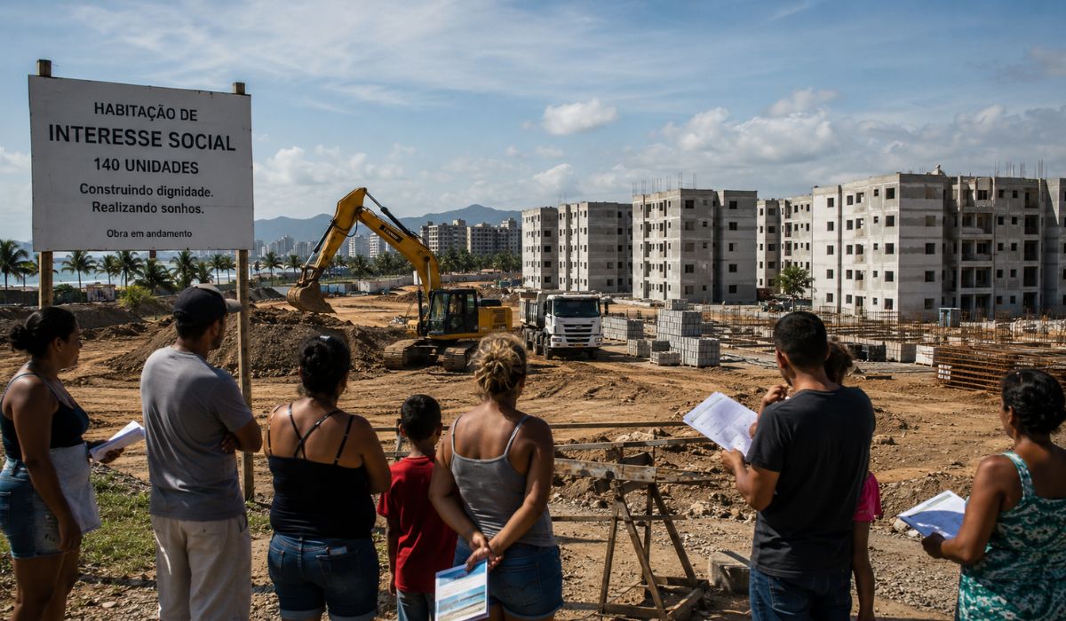 Praia Grande terá 140 moradias populares pelo Minha Casa, Minha Vida em terreno municipal no Bairro Esmeralda, após aprovação federal. (Imagem: Ilustrativa)