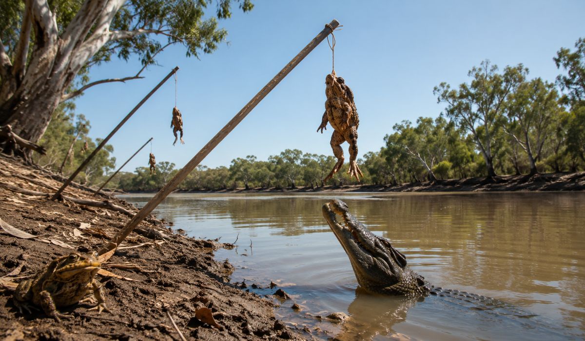 Cientistas na Austrália usaram iscas com sapos-cururu para ensinar crocodilos no Kimberley a evitar o invasor e reduzir mortes em até 95%. (Imagem: Ilustrativa)