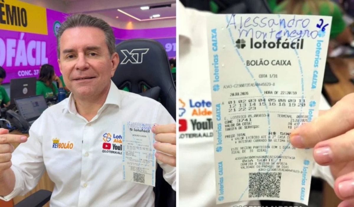 Rei do Bolão participa de aposta da Lotofácil que rendeu cerca de R$ 465 mil por cota após prêmio de mais de R$ 14,4 milhões em Fortaleza. (Imagem: Reprodução/Instagram @loteriaaldeota/folhavitoria)