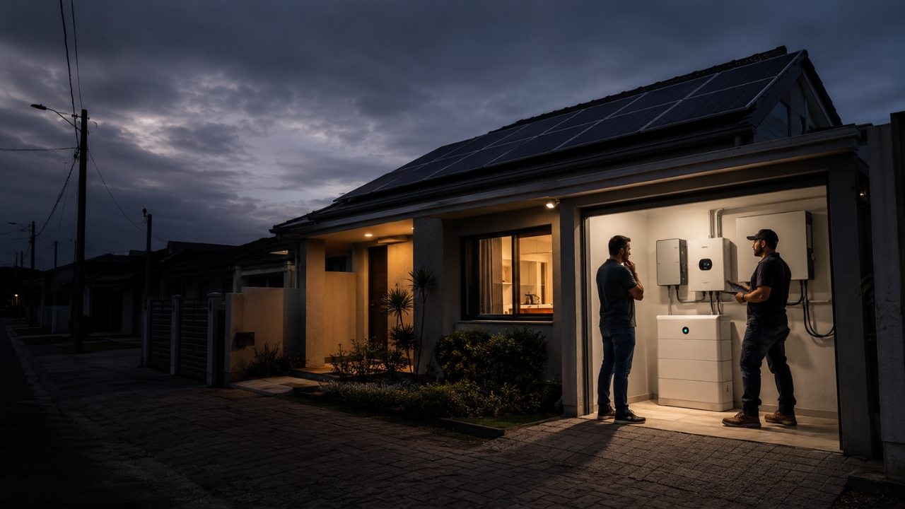 Sistema solar residencial con baterías e inversores muestra por qué el costo del respaldo durante apagones va mucho más allá de los paneles en el techo, ya que el almacenamiento de energía y la instalación completa son los elementos que más pesan en el presupuesto.