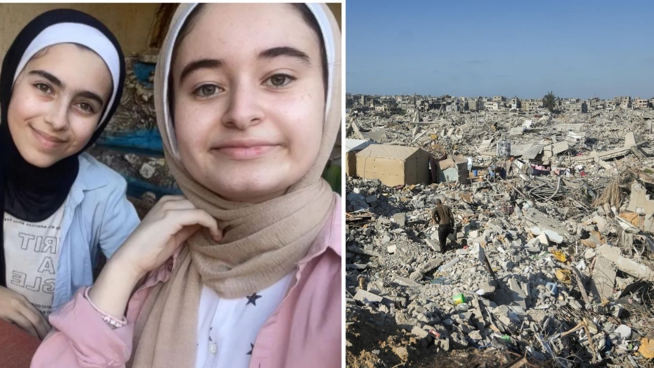 Duas irmãs palestinas criaram blocos reutilizáveis a partir de escombros em Gaza, usando argila, cinzas e pó de vidro em processo simples e de baixo custo, e foram escolhidas entre as 35