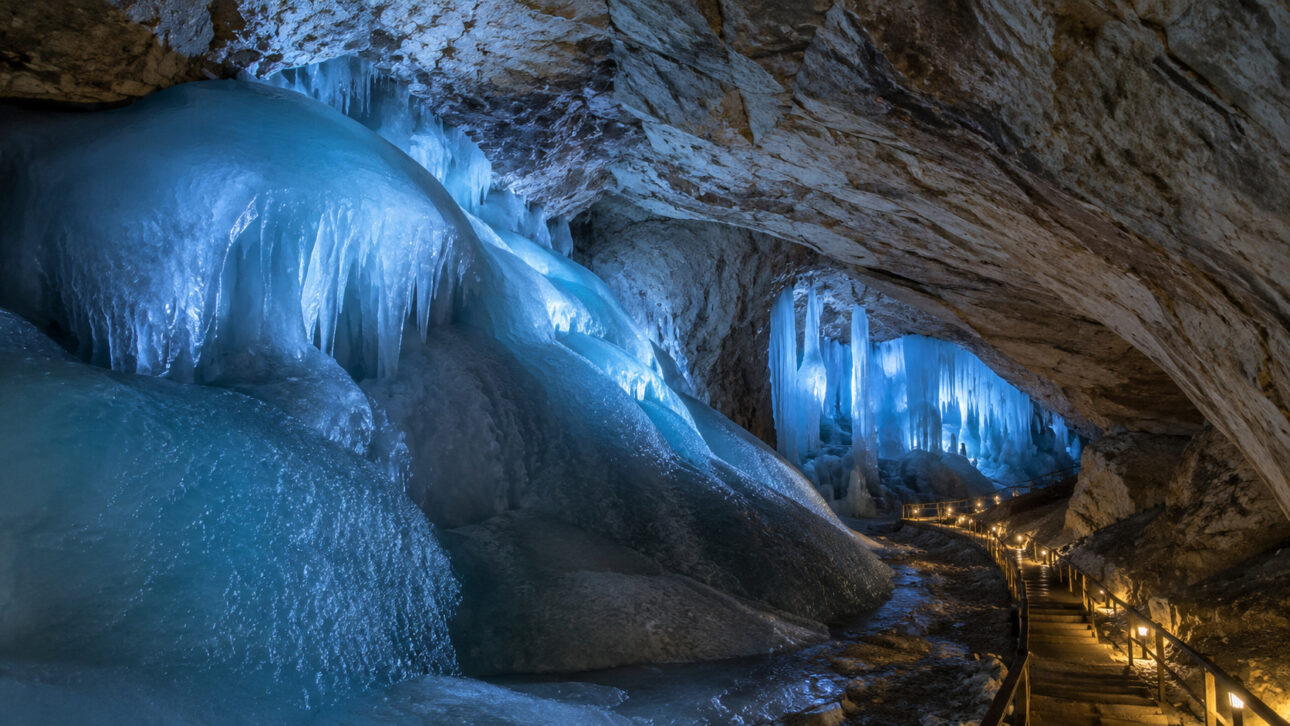 A 42-kilometer underground system makes Eisriesenwelt the largest ice cave in the world