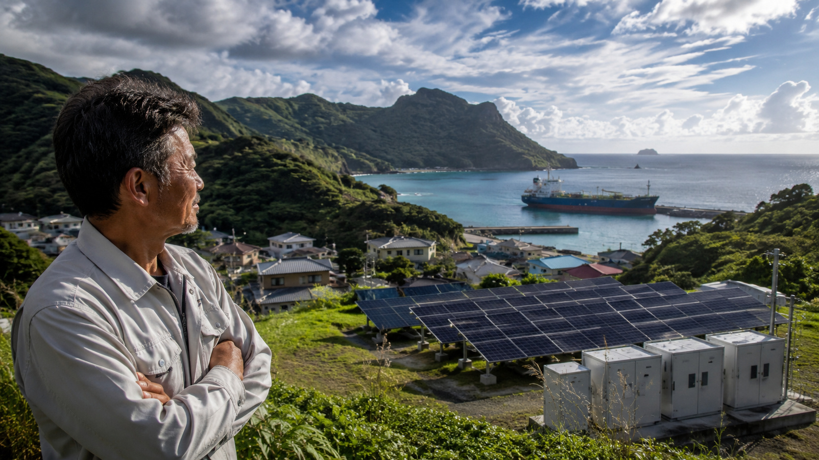 Em Hahajima, no arquipélago de Ogasawara, um projeto de três anos combina energia solar no Japão