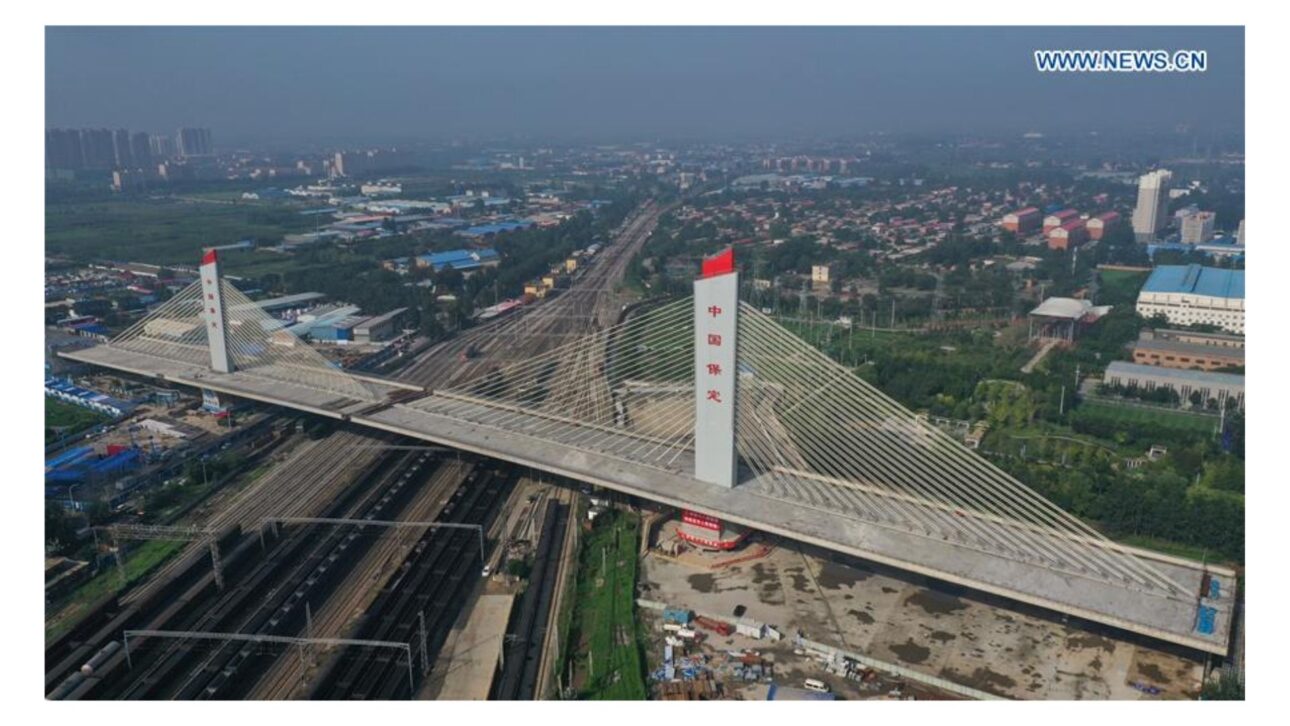 Chinese engineers rotated a 46,000-ton bridge in the air by 52.4 degrees in just 68 minutes