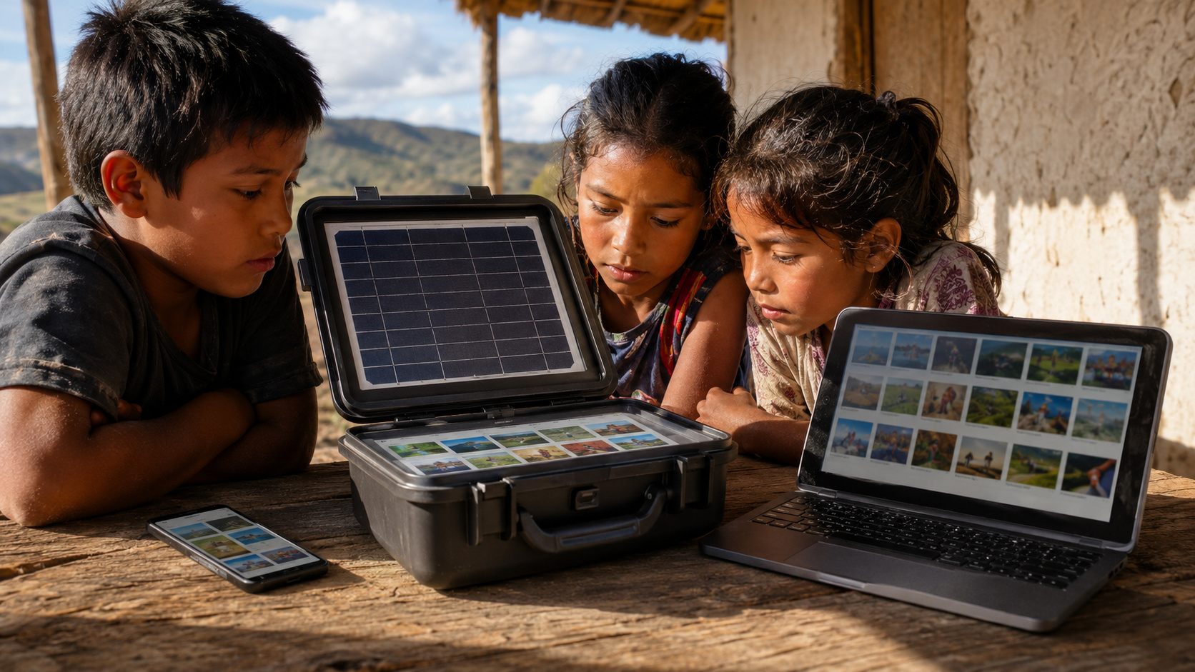 Equipamento desenvolvido na Arizona State University usa energia solar para manter uma biblioteca digital offline