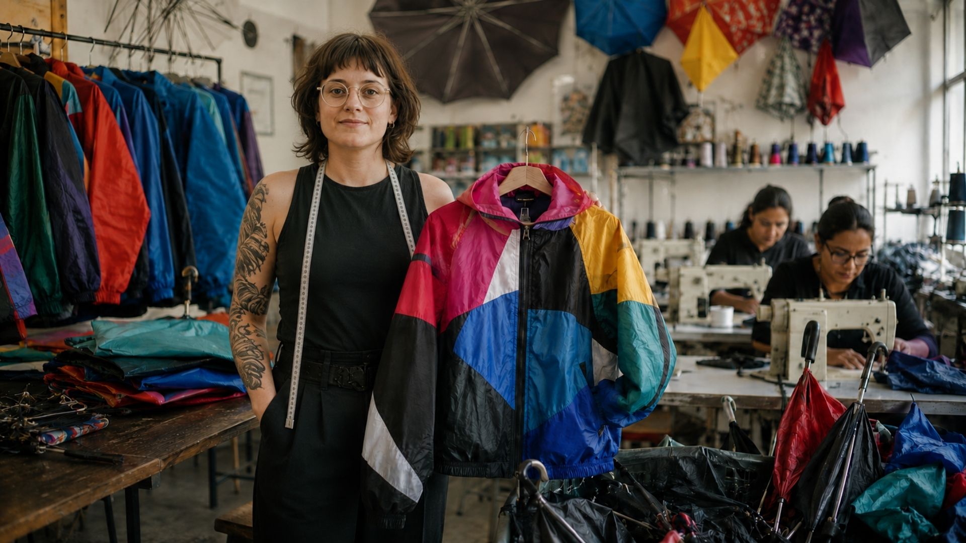 Em Porto Alegre, Marina Giongo transforma o nylon de guarda-chuva em jaqueta: a CÓS reúne 101 costureiras, fez 19.500 peças de moda e faturou R$ 240 mil.