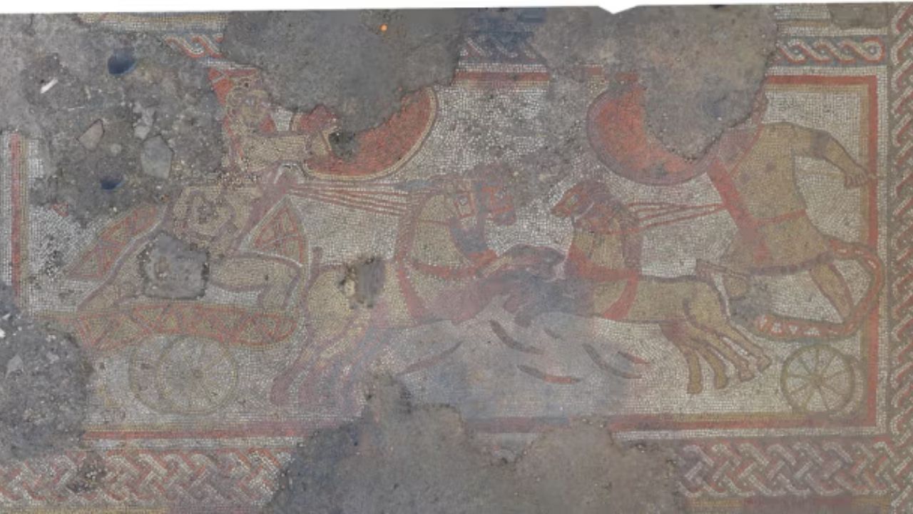 Fazendeiro encuentra mosaico romano en campo de trigo; villa romana en Rutland revela Aquiles y Héctor.