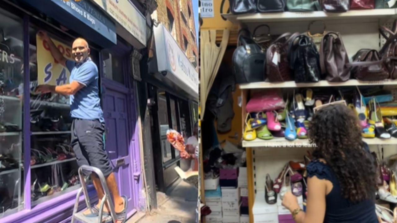 A sapataria de Rachid Lazraq em Shoreditch ganhou filas após Zineb Lazraq divulgar no TikTok os modelos vendidos pela loja.