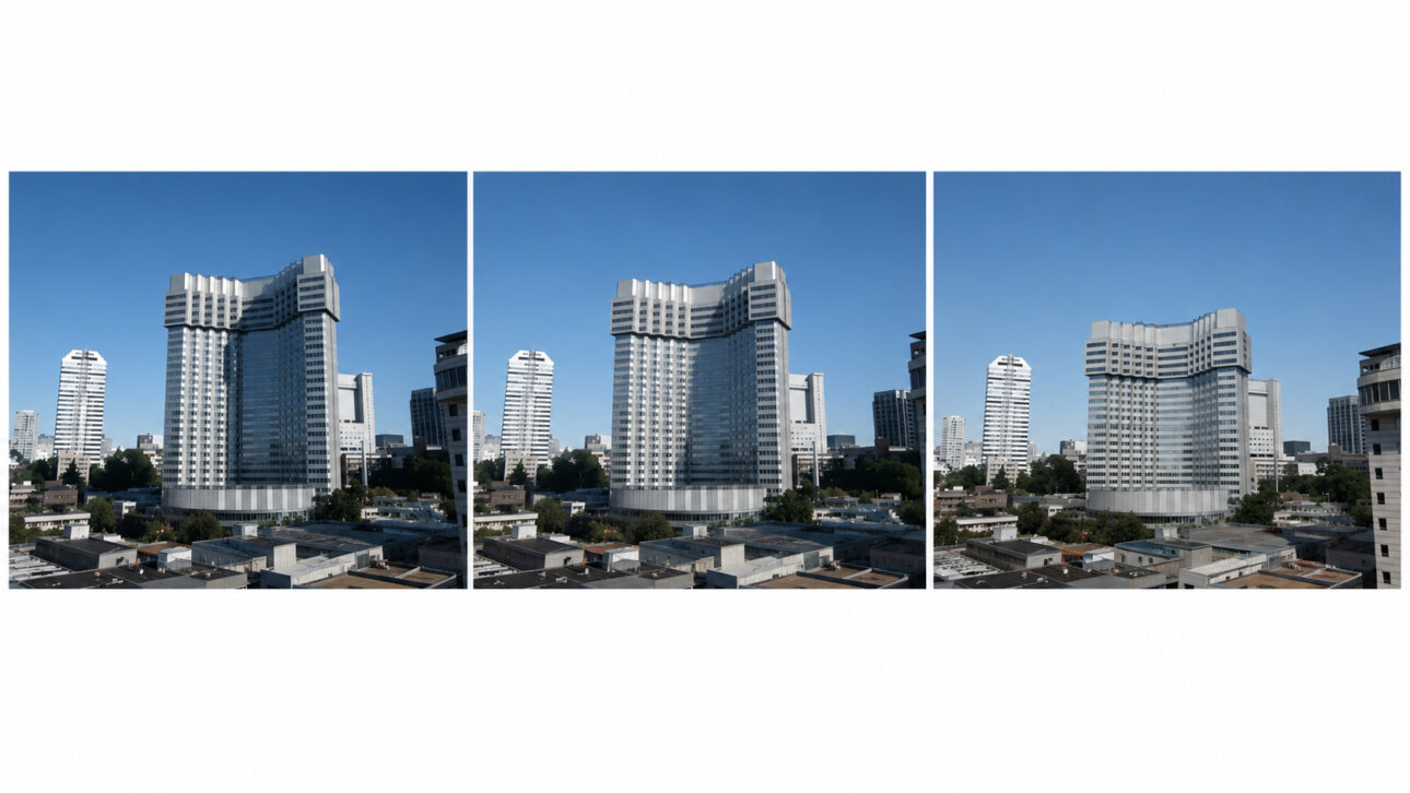 Guindastes instalados dentro do hotel baixavam os materiais até o solo de maneira controlada.
