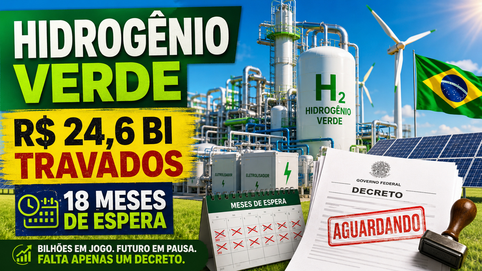 Hidrogênio verde espera há 18 meses por decreto e trava R$ 24,6 bilhões em incentivos fiscais no Brasil