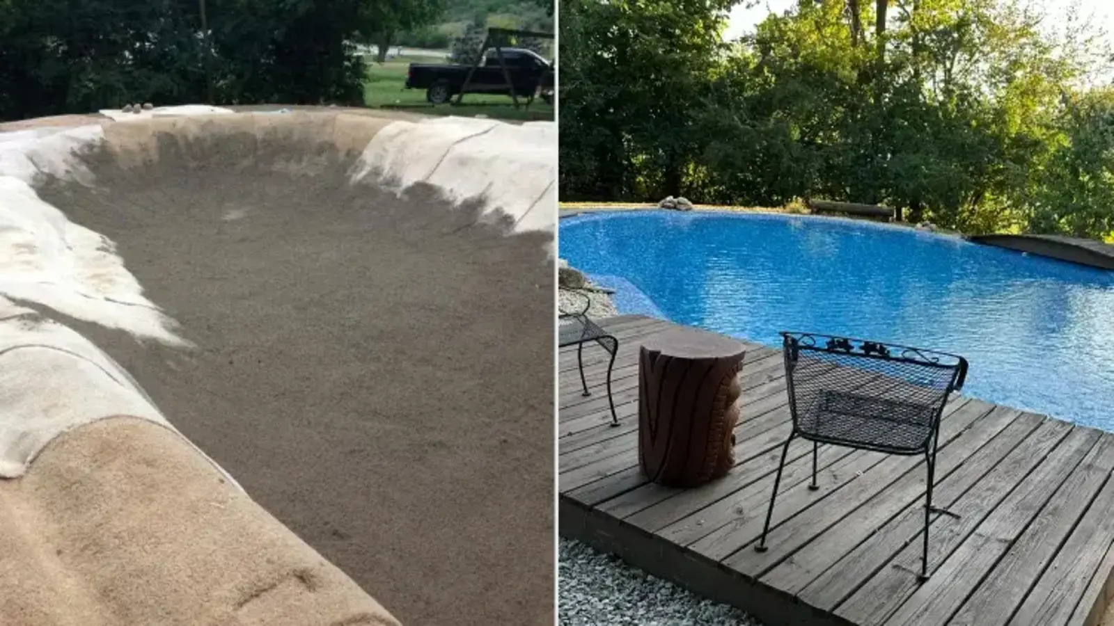 Após se assustar com preço de US$ 25 mil, mulher cava o terreno, reaproveita bomba, filtro e deck e faz piscina-lagoa por menos de US$ 2 mil em apenas um mês