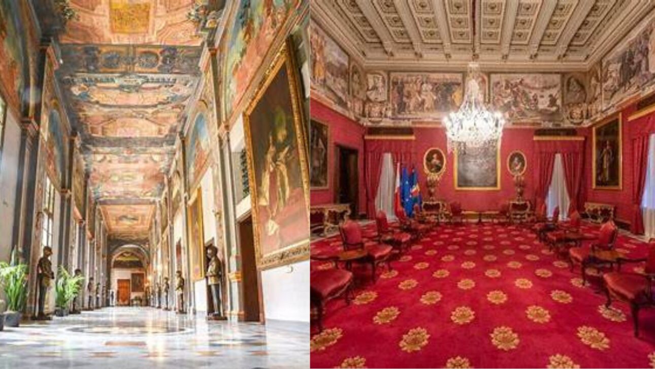 Afrescos de 400 anos são revelados no Palácio do Grão-Mestre, em Malta, após retirada de telas históricas durante restauração do local.