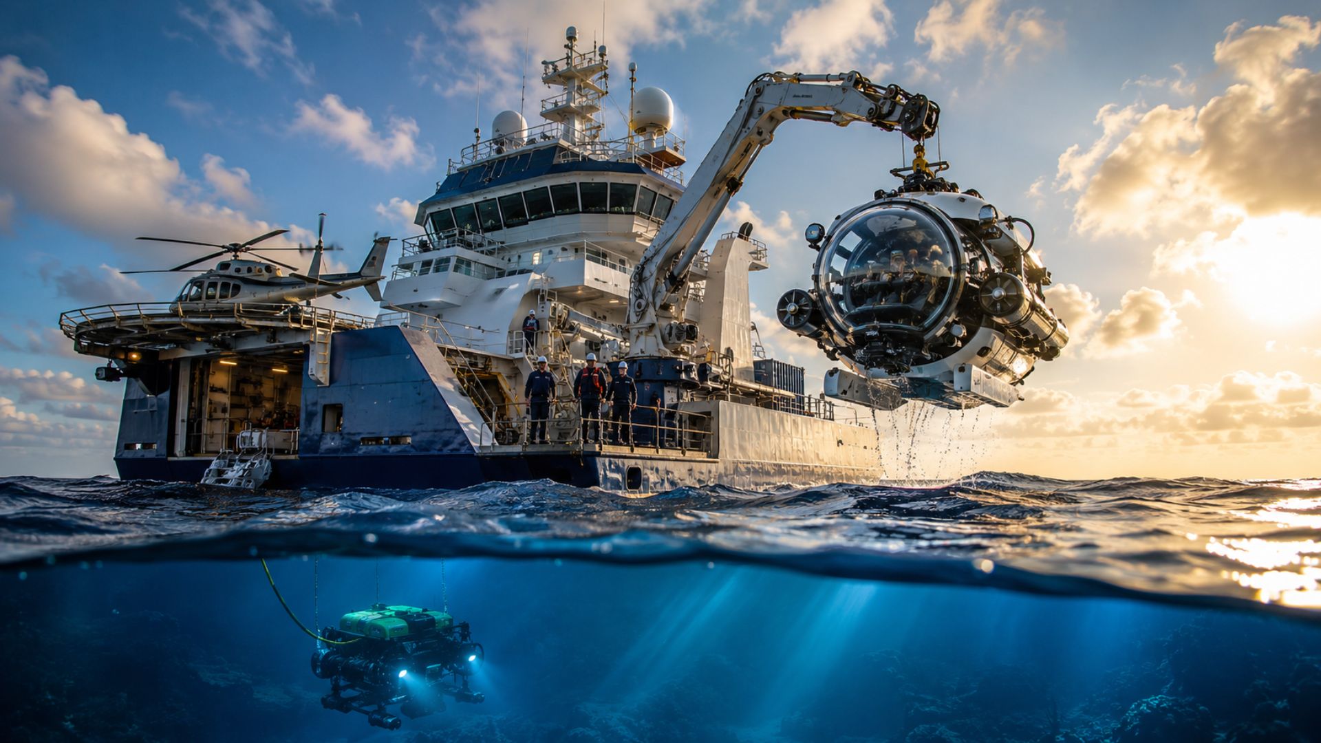 OceanXplorer reúne submarinos, robôs abissais e laboratórios genéticos para explorar áreas profundas e pouco vistas do oceano em detalhes.