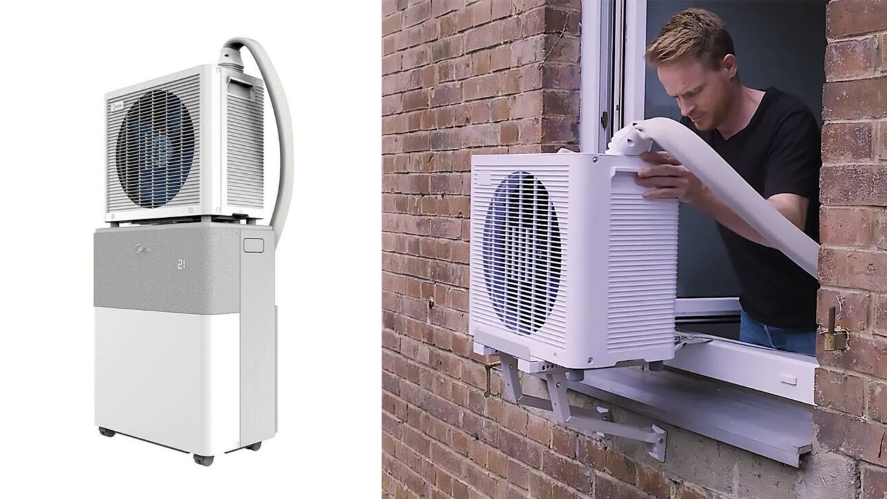 Midea PortaSplit une ar-condicionado portátil, desempenho de split, 12.000 BTUs, controle por app e instalação sem técnico profissional.