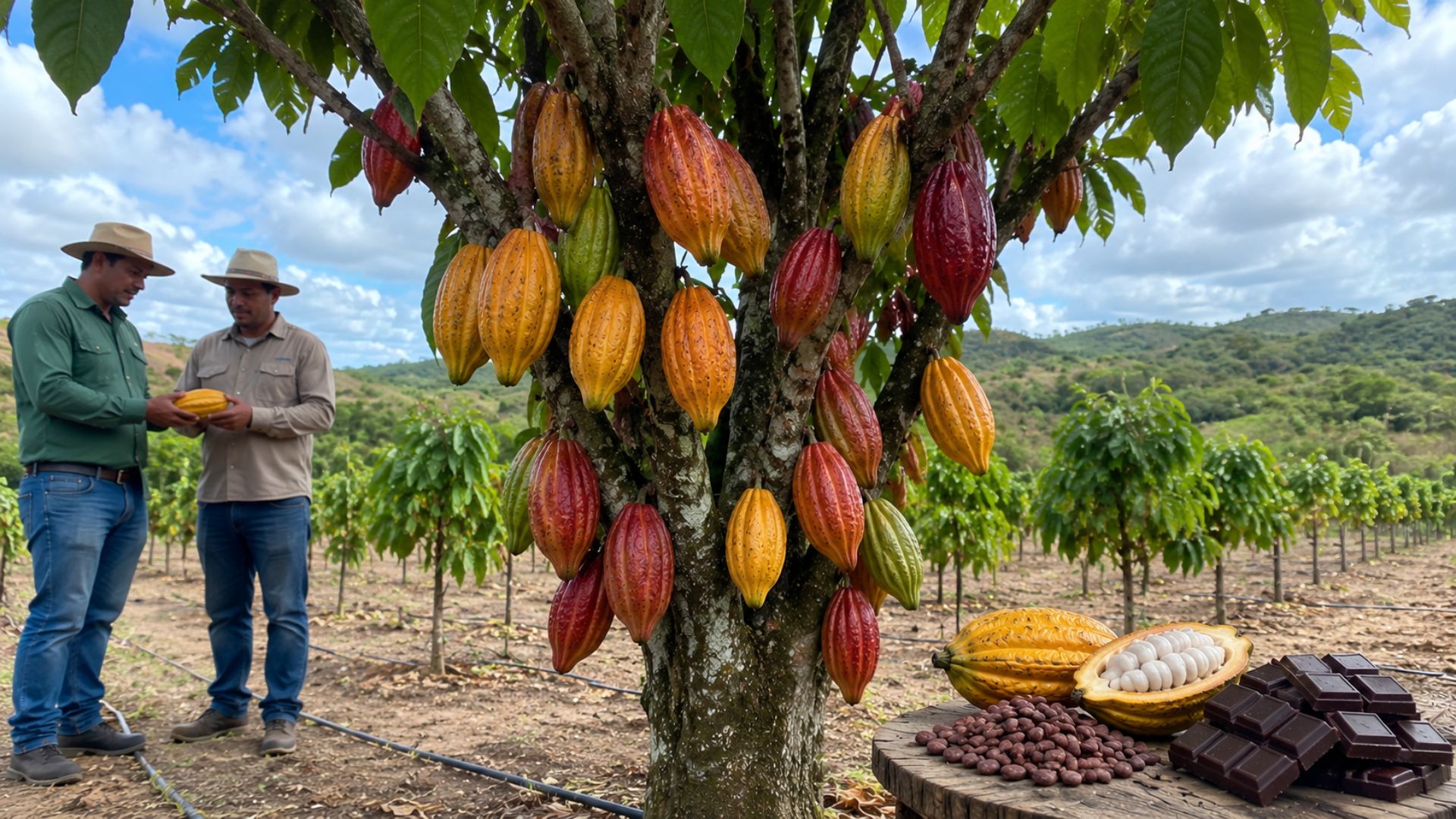 Projeto no Ceará mostrou como o cultivo de cacau no semiárido virou chocolate após testes com irrigação, clones e manejo técnico especializado.