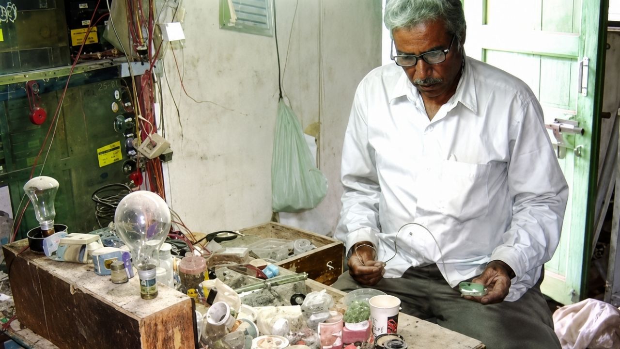 Indian inventor creates agricultural machine with levers, performs tractor function and uses diesel in simple rural innovation.