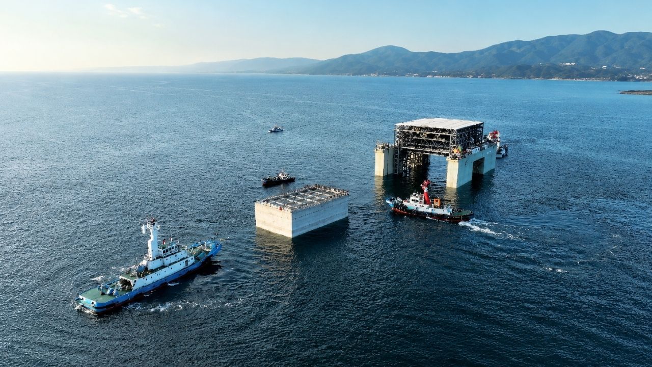 Caixões de concreto no Japão usam moldagem deslizante em doca flutuante e podem acelerar portos com obras marítimas industriais.