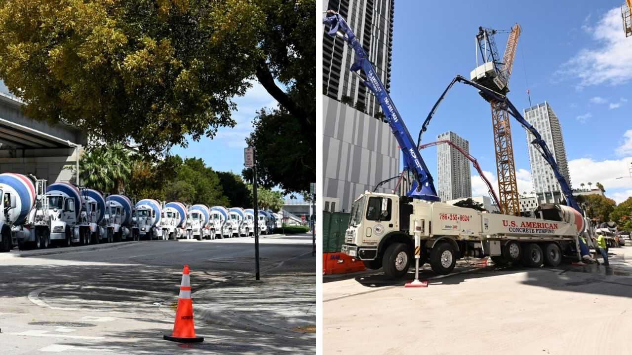Mais de 1.200 caminhões-betoneira despejaram 12 mil jardas cúbicas de concreto durante 36 horas para concluir a fundação da Okan Tower, arranha-céu de 70 andares que deve transformar (5)