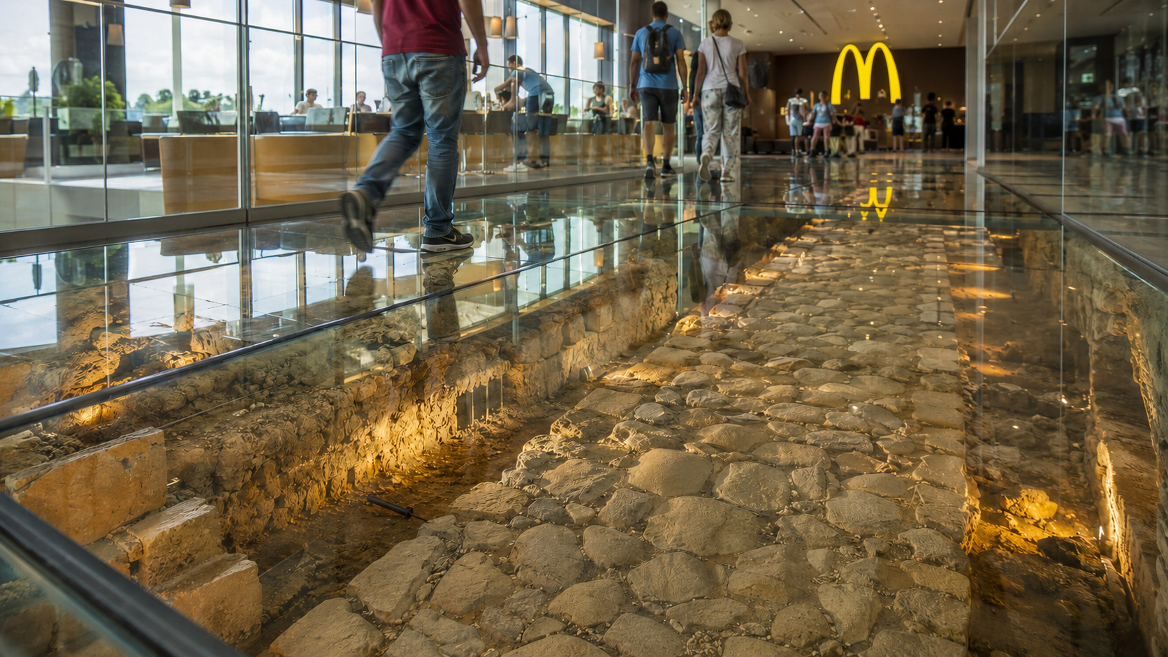 McDonald’s encontrou uma estrada romana de 45 metros e três sepultamentos durante as obras