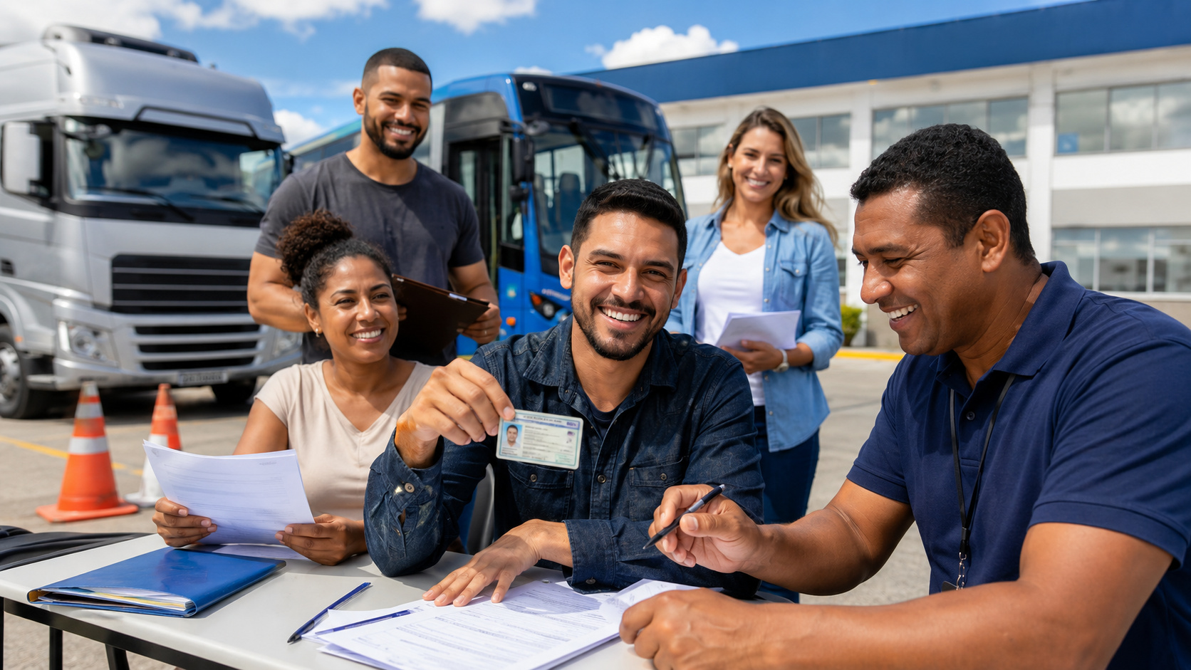 Mudança de graça para categoria da CNH para C, D e E em mais de 130 unidades no Brasil, com exames, aulas e curso pagos para formar motoristas profissionais no Brasil