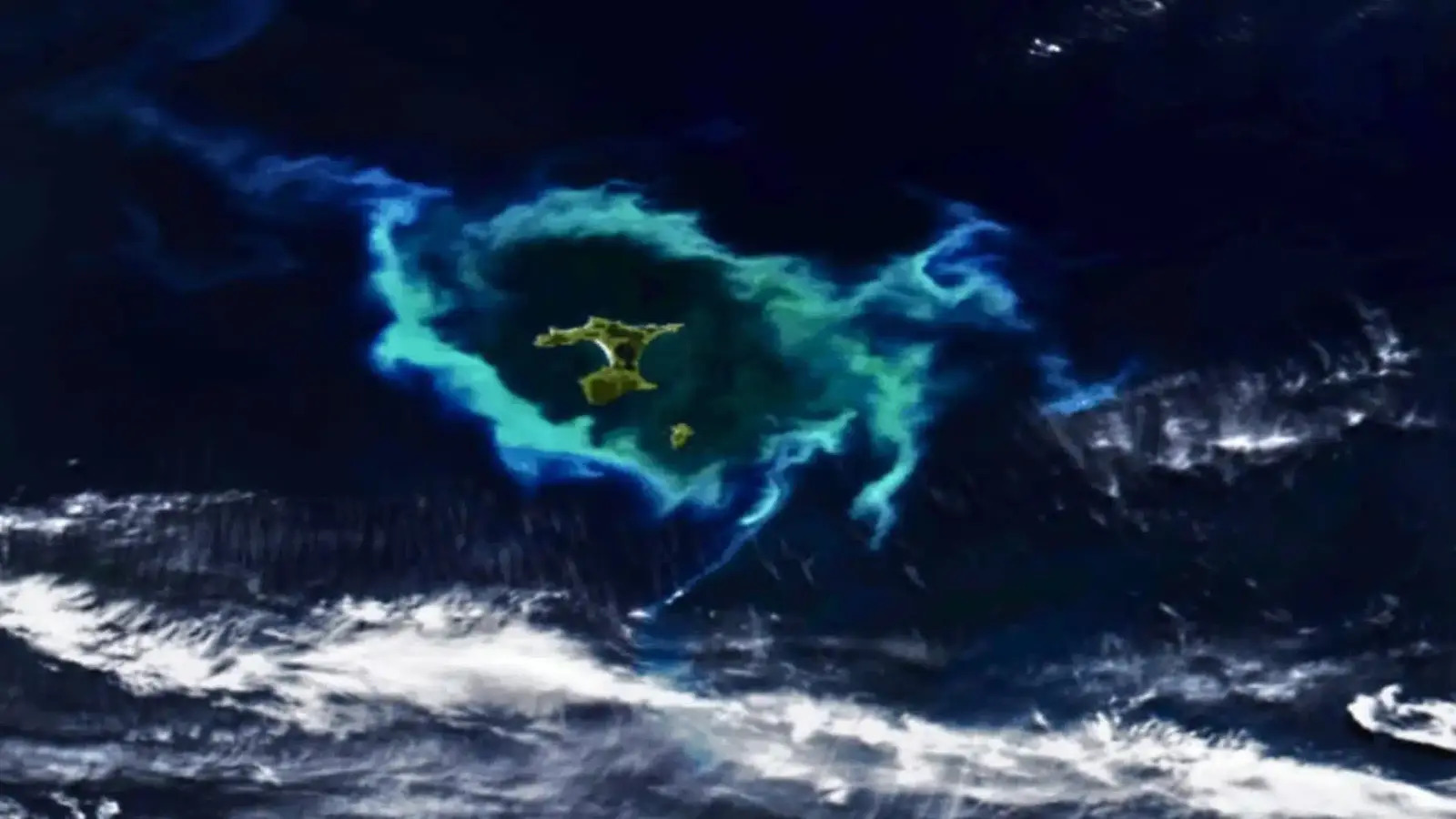 Halo fantasmagórico gigante aparece ao redor de ilhas remotas no Pacífico e a NASA revela que tudo foi criado por minúsculos organismos marinhos