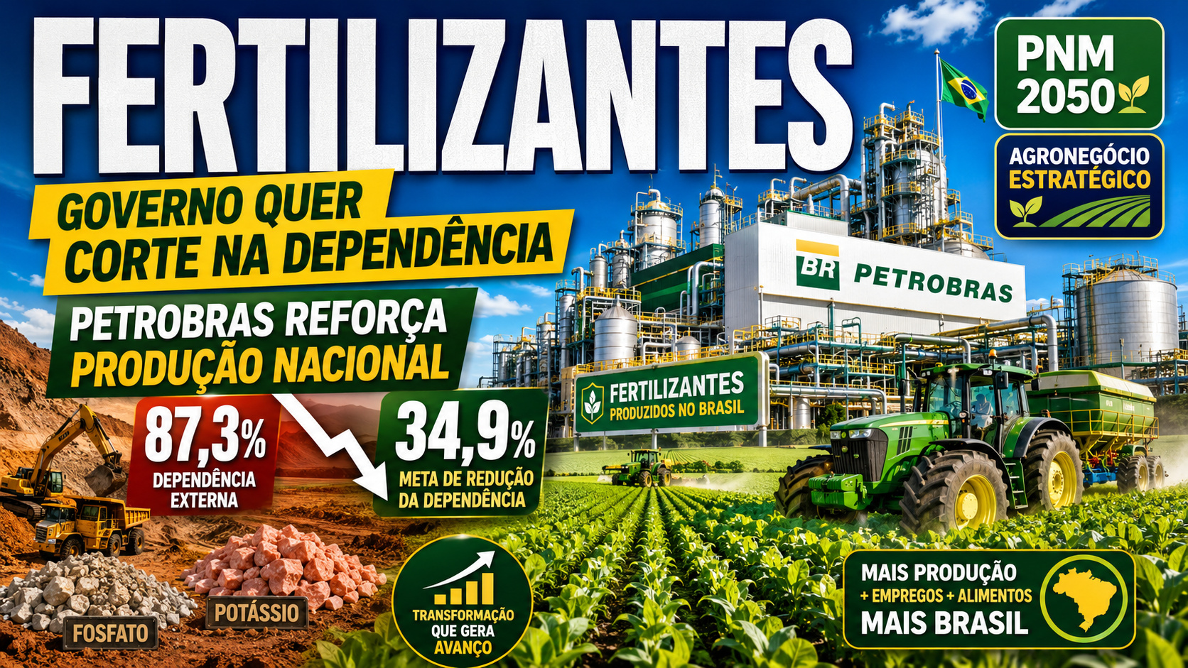 Novo Plano Nacional de Mineração promete revolucionar o mercado de fertilizantes no Brasil e cortar dependência externa do insumo