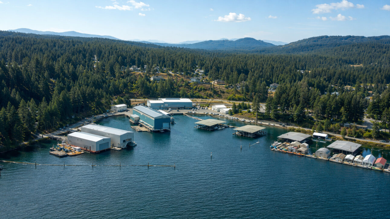 O Lago Pend Oreille tem mais de 350 metros de profundidade e oferece um ambiente que ajuda a isolar os ruídos produzidos por embarcações submersas.