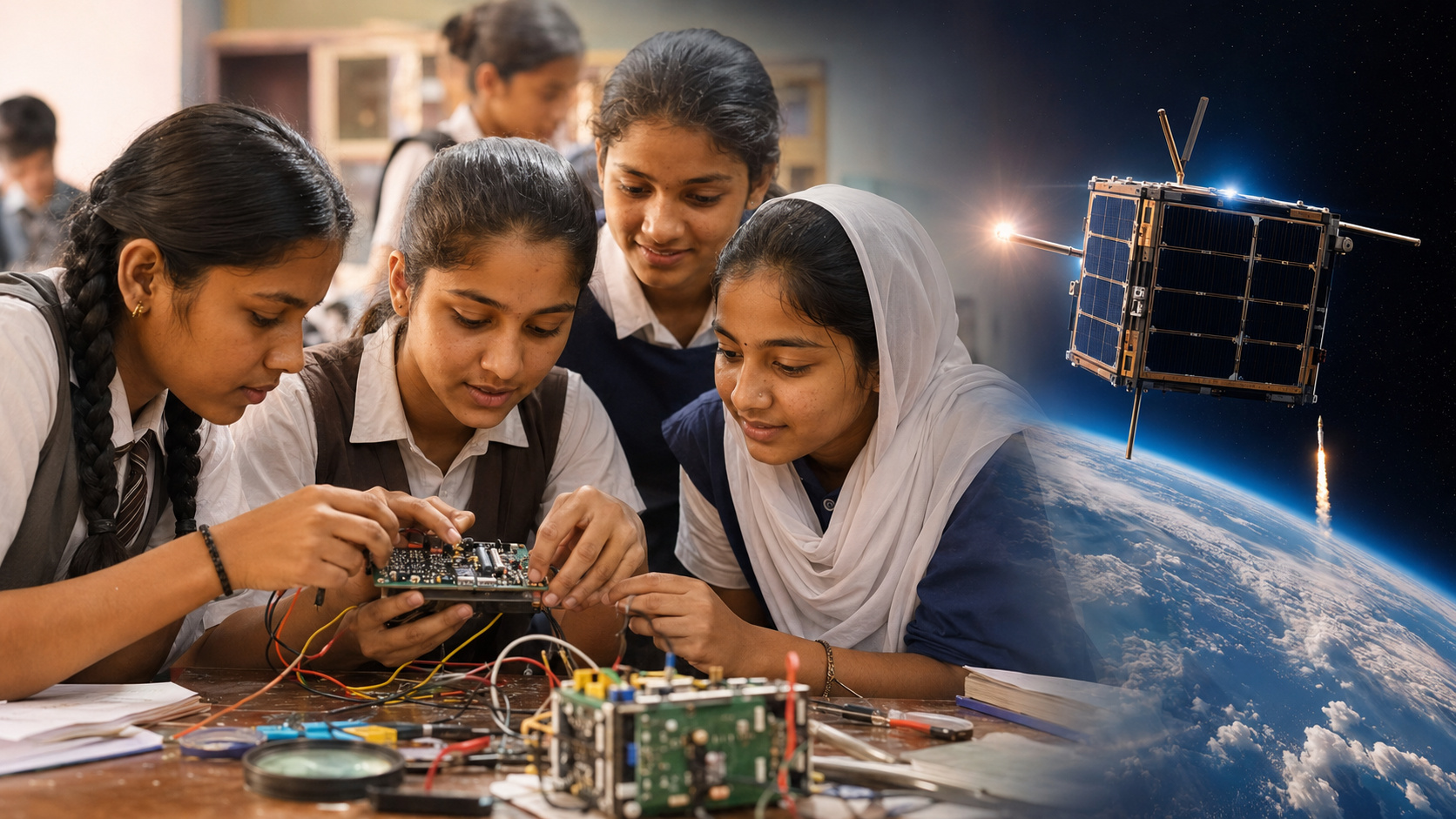 O satélite AzaadiSAT 2 levou a 450 quilômetros os experimentos de 750 meninas de 75 escolas indianas