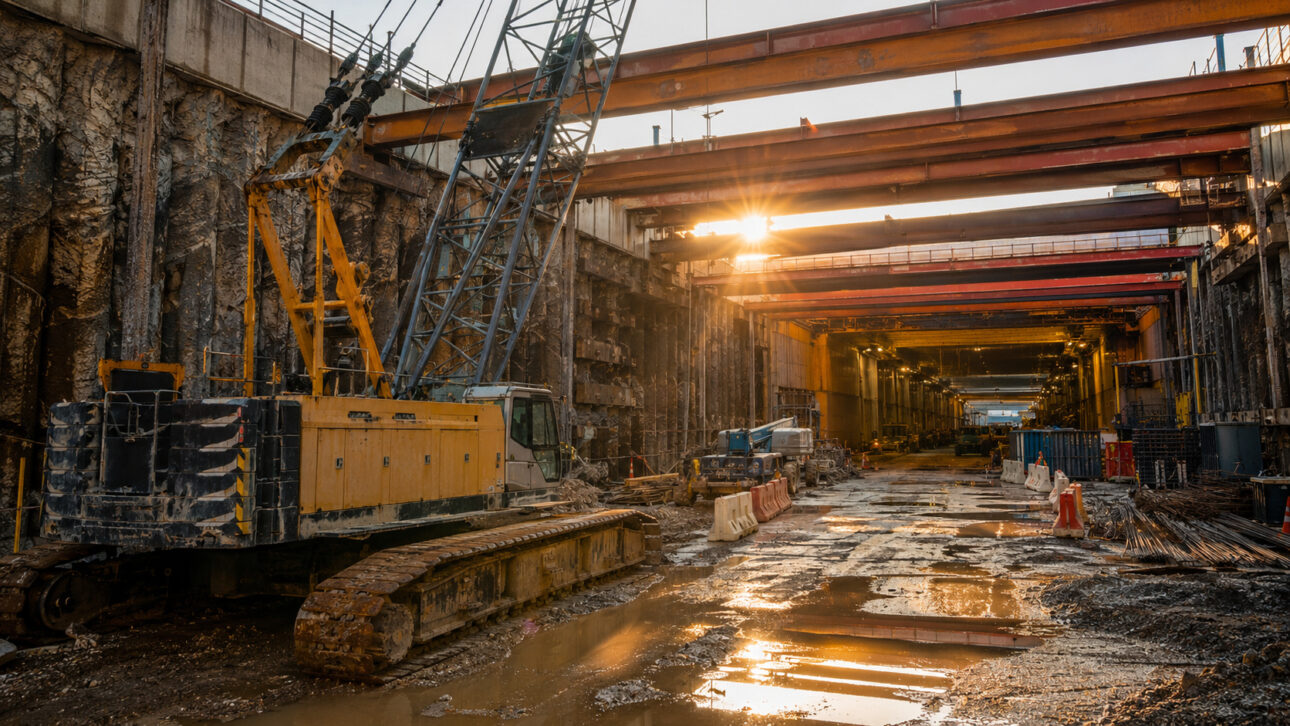 O túnel ferroviário foi construído antes da abertura da passagem subterrânea
