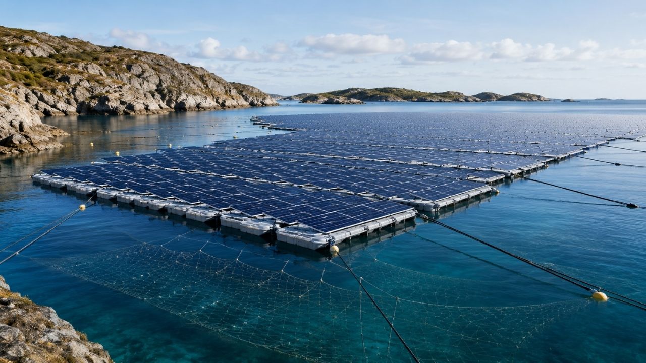 Painéis solares flutuantes ganham revisão da DNV no BRIZO, com energia solar flutuante e malha de cordas para mares expostos.