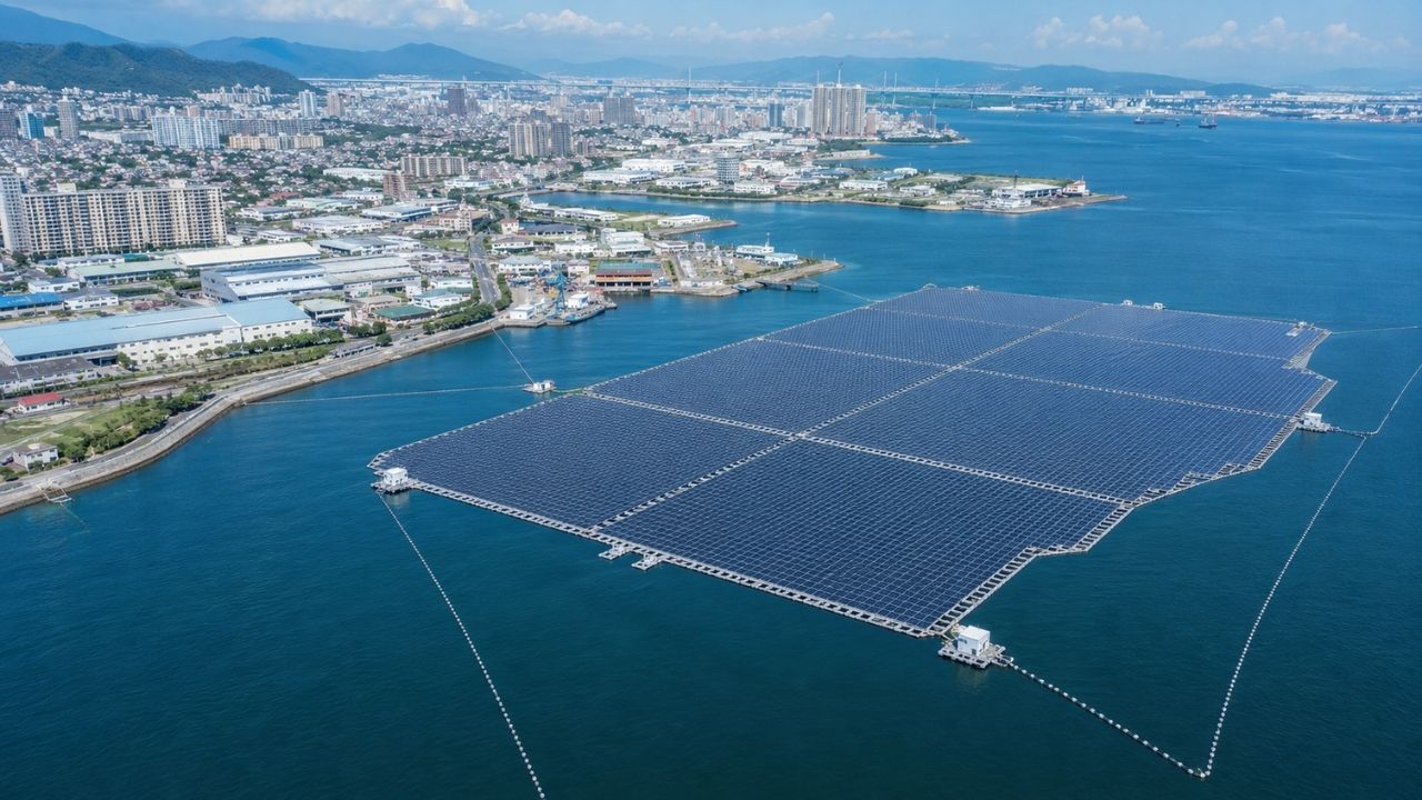 Painéis solares flutuantes ganham revisão da DNV no BRIZO, com energia solar flutuante e malha de cordas para mares expostos.