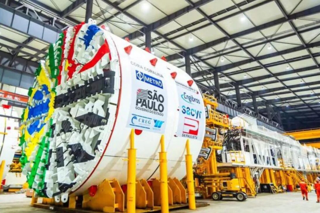 Maior tuneladora já trazida ao Brasil, com 11,67 m e 2.600 toneladas, vai abrir 7 km de túnel da zona leste de São Paulo até Guarulhos a partir de 2026
