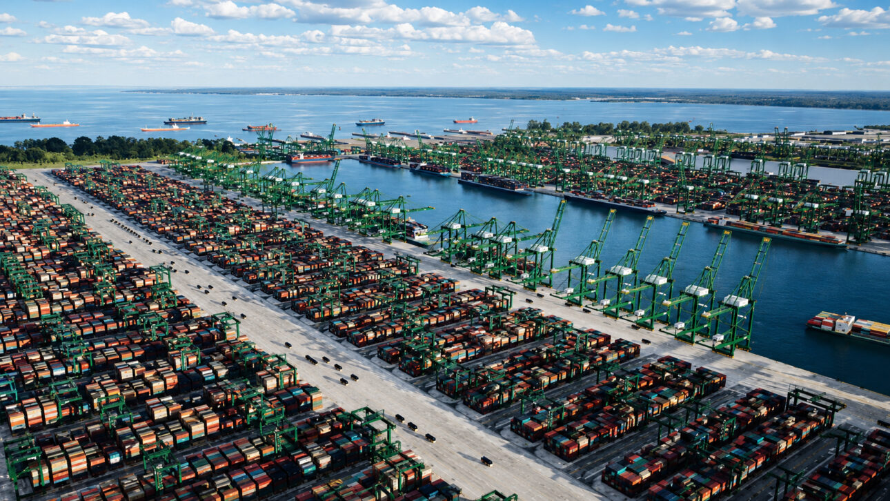 O Porto de Tuas já funciona em Singapura, mas a obra que pretende formar um grande complexo de contêineres ainda passa por etapas de construção.