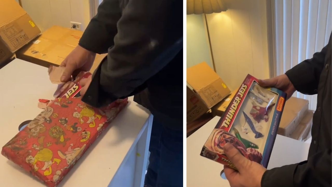 Presente de Natal perdido dentro da parede reaparece durante reforma nos Estados Unidos, surpreende homem de 53 anos com caixa de aviões Matchbox nunca aberta e vira lembrança