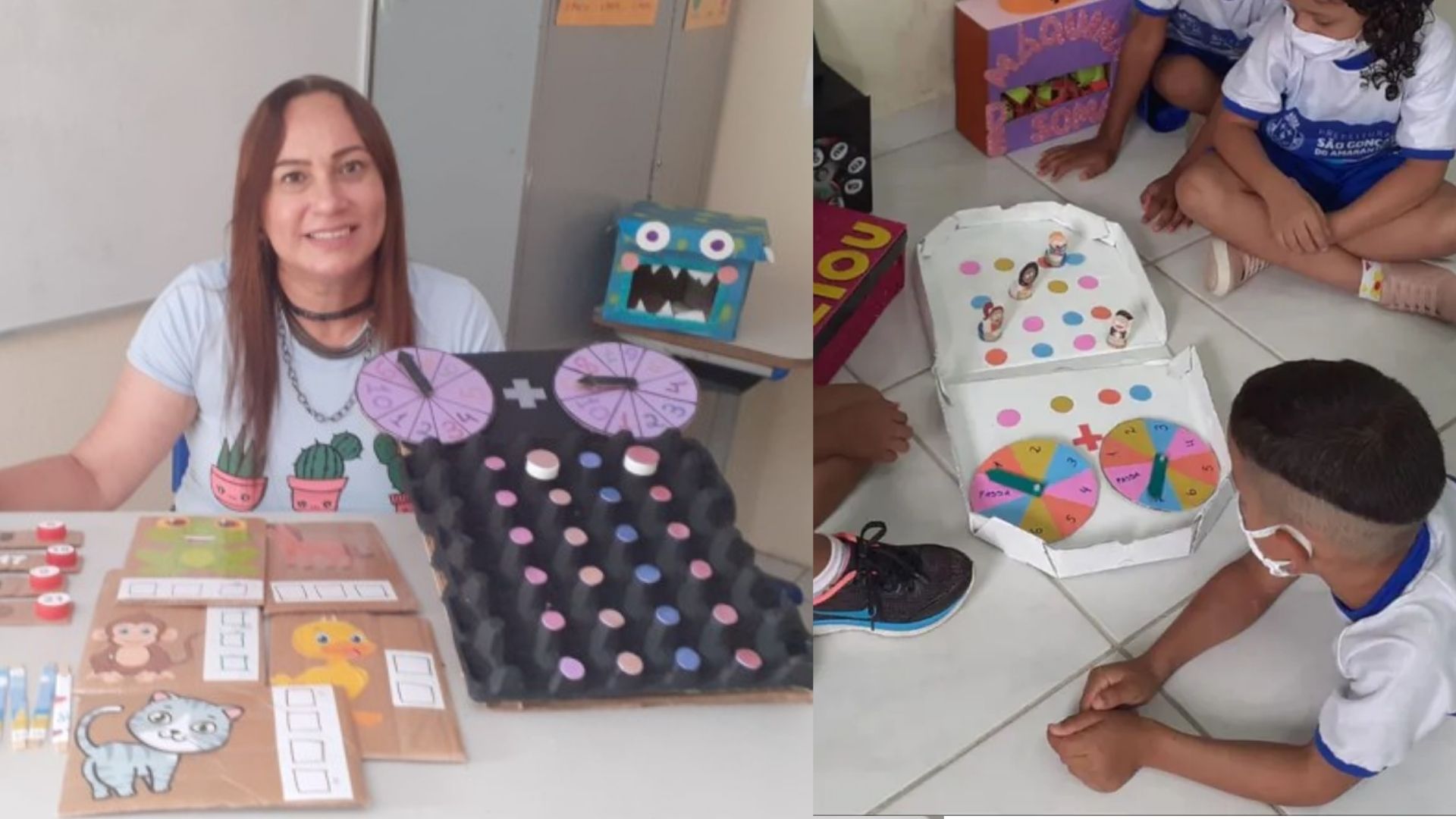 'Tia dos brinquedos', professora cria itens com lixo reciclável e transforma ensino de crianças na Grande Natal
