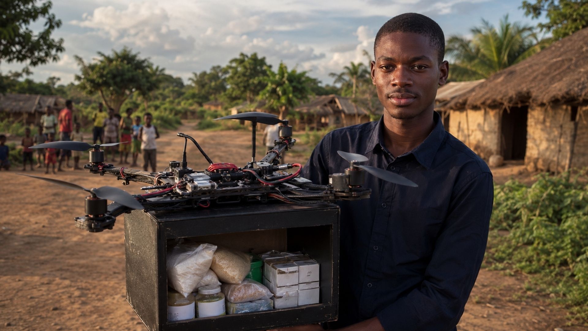 Em Moçambique, um jovem de 19 anos criou o "Pix", um drone de entrega que voa 200 km com kits de mercado para levar comida e remédio onde não há estrada. Veja
