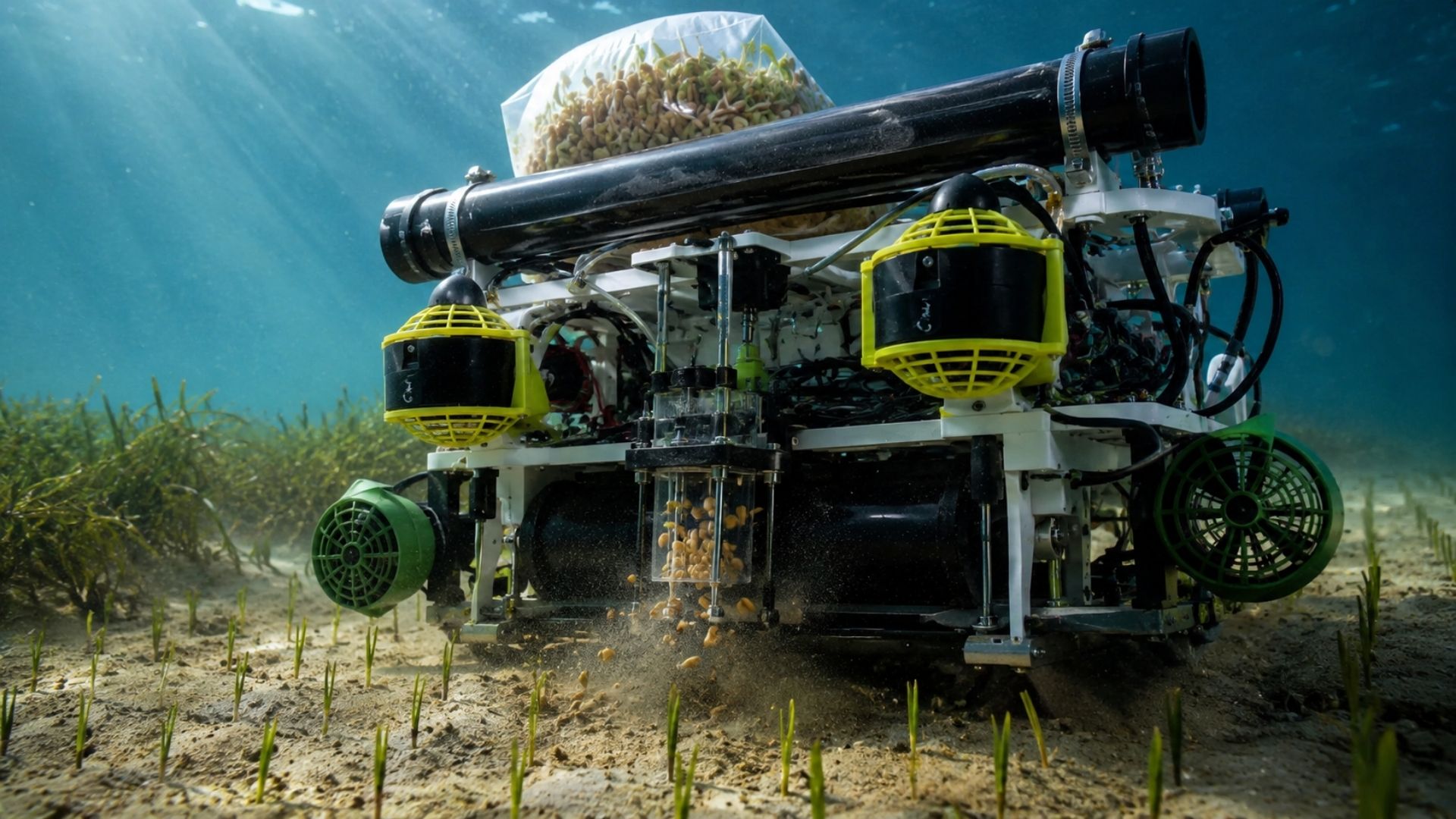 Robô de 23 quilos planta 60 sementes por minuto no fundo do mar e tenta recuperar as pradarias marinhas perdidas pelo planeta