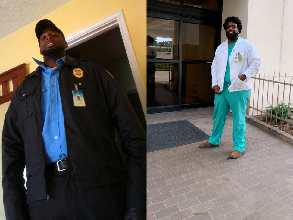 Russell Ledet trabalhou como segurança e depois voltou como médico