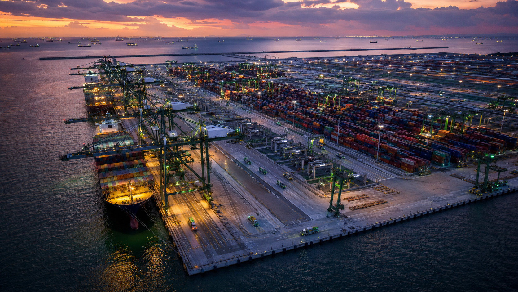 Singapura avança sobre o mar para criar porto de 1.337 hectares