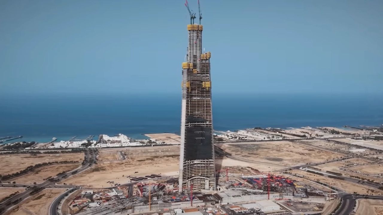 Torre de Jeddah, na Arábia Saudita, usa fundação profunda para superar o Burj Khalifa e virar o prédio mais alto do mundo.