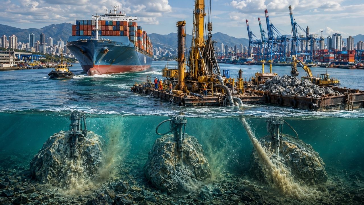 Três pedras escondidas no canal do Porto de Santos impediam avanço da dragagem, mas licença do Ibama libera remoção sem explosivos, reaproveitamento das rochas e retirada de 12 mil (1)