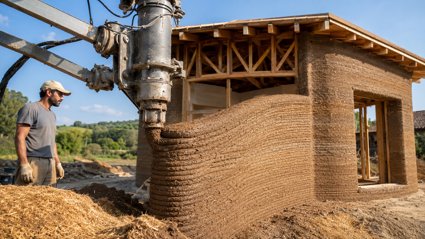Uma casa italiana de 20 m² mostrou que terra retirada do próprio terreno, palha e casca de arroz podem substituir parte dos materiais convencionais.