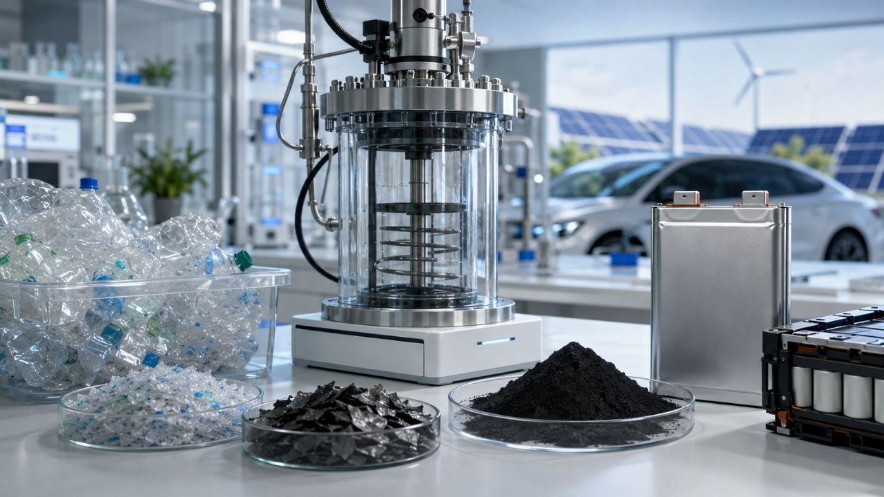 PET bottle becomes synthetic graphite for batteries, giving new value to plastic and clean energy in a Penn State study.
