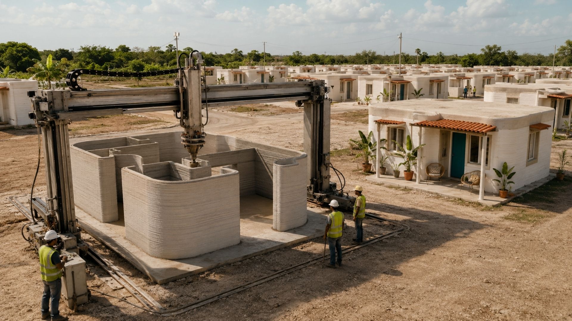 Uma impressora gigante ergueu cada casa de um bairro inteiro no sul do México