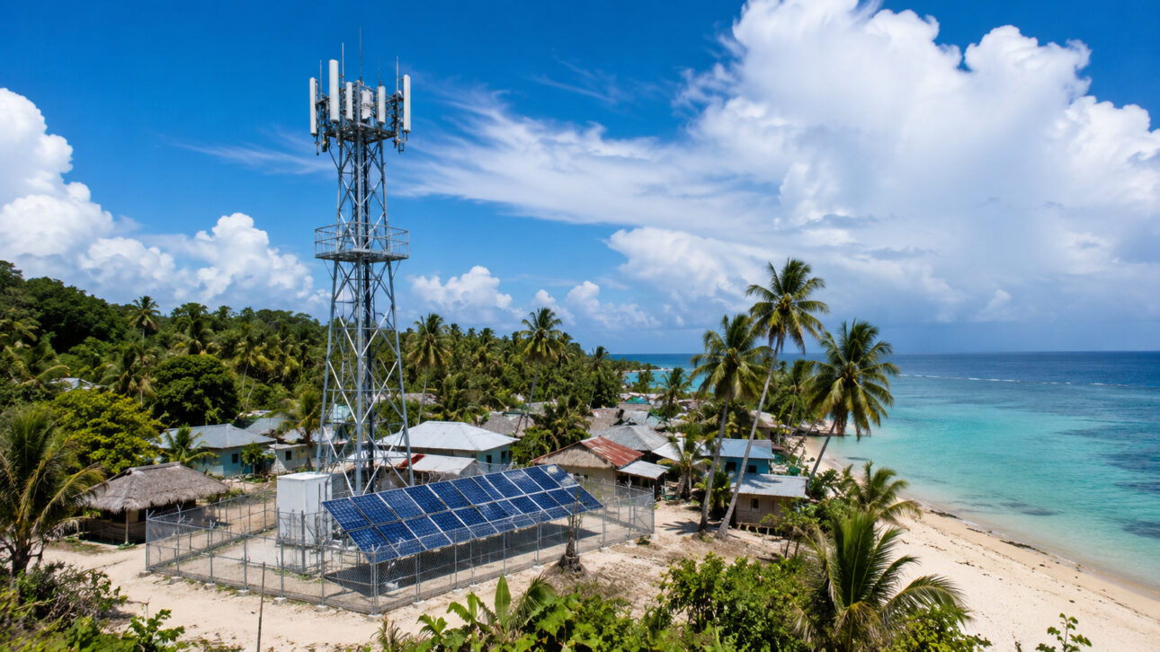 Uma torre solar de celular em uma ilha remota das Filipinas deve conectar cerca de 10 mil moradores sem depender de diesel levado por barco.