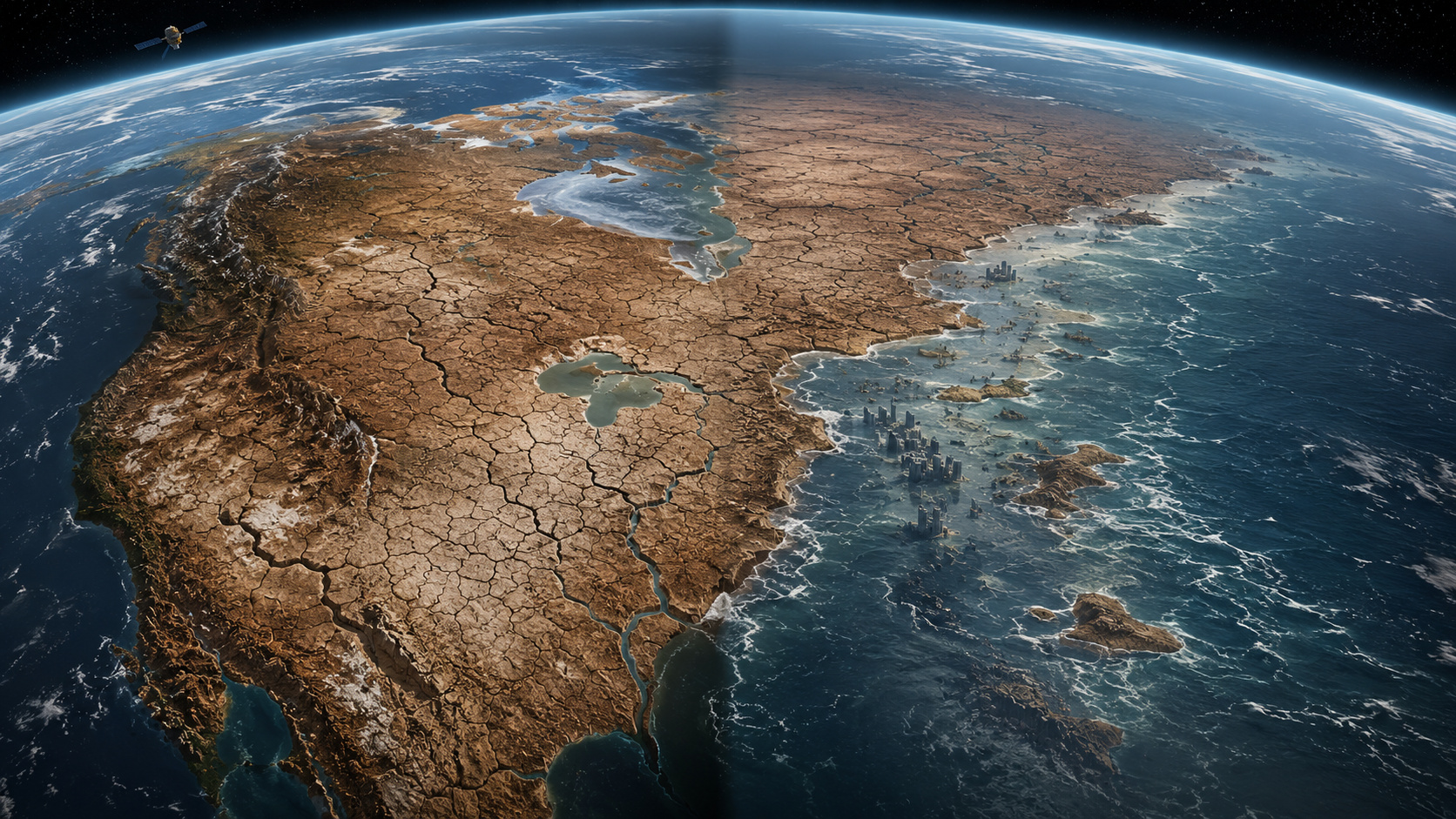 Estudo com satélites GRACE da NASA mostra perda acelerada de água doce, expansão de mega-secas e impacto direto no nível do mar.