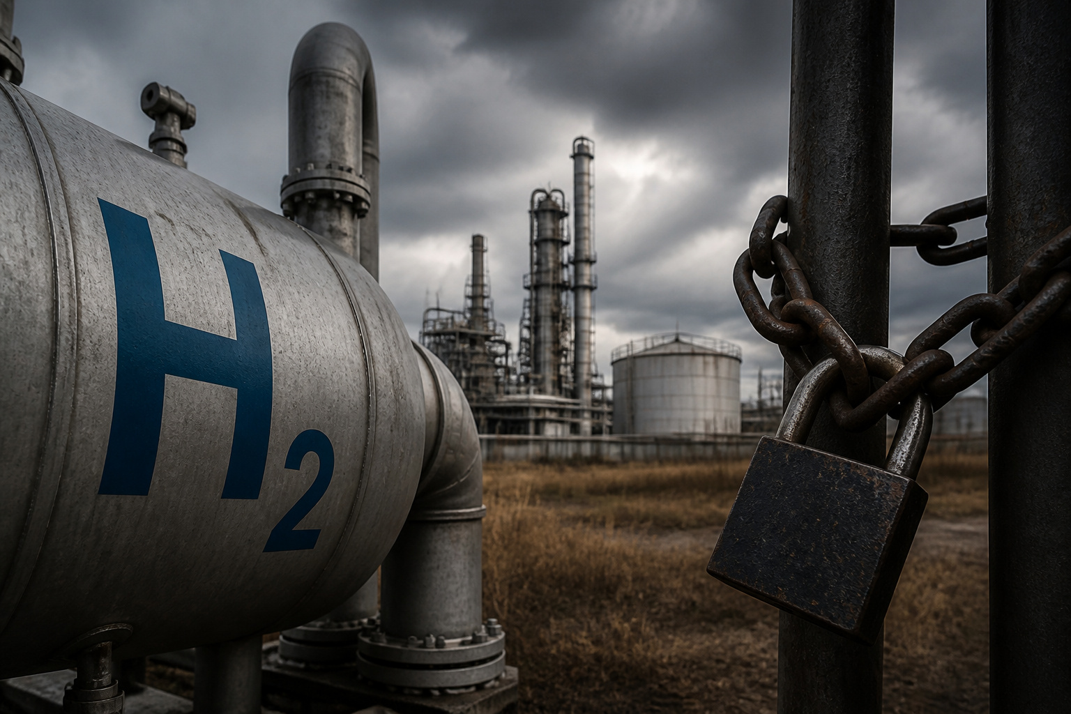 Imagem editorial sobre Air Products abandona projeto de hidrogênio e amônia na Louisiana e prevê impacto de até US$ 2,9 bilhões