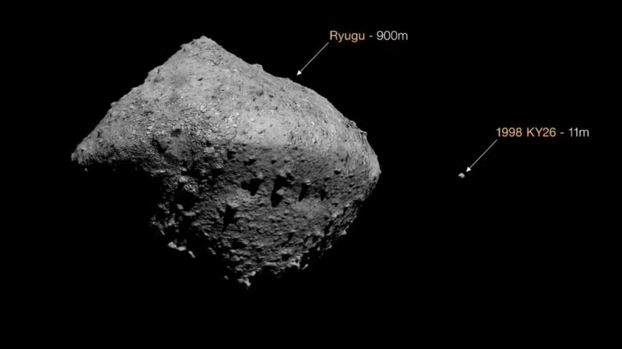 Asteroide com formato de boneco de neve é registrado pela sonda Hayabusa2 durante sobrevoo a apenas 10 km de distância.